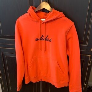 Adidas Red Hoodie with Blue Logo
